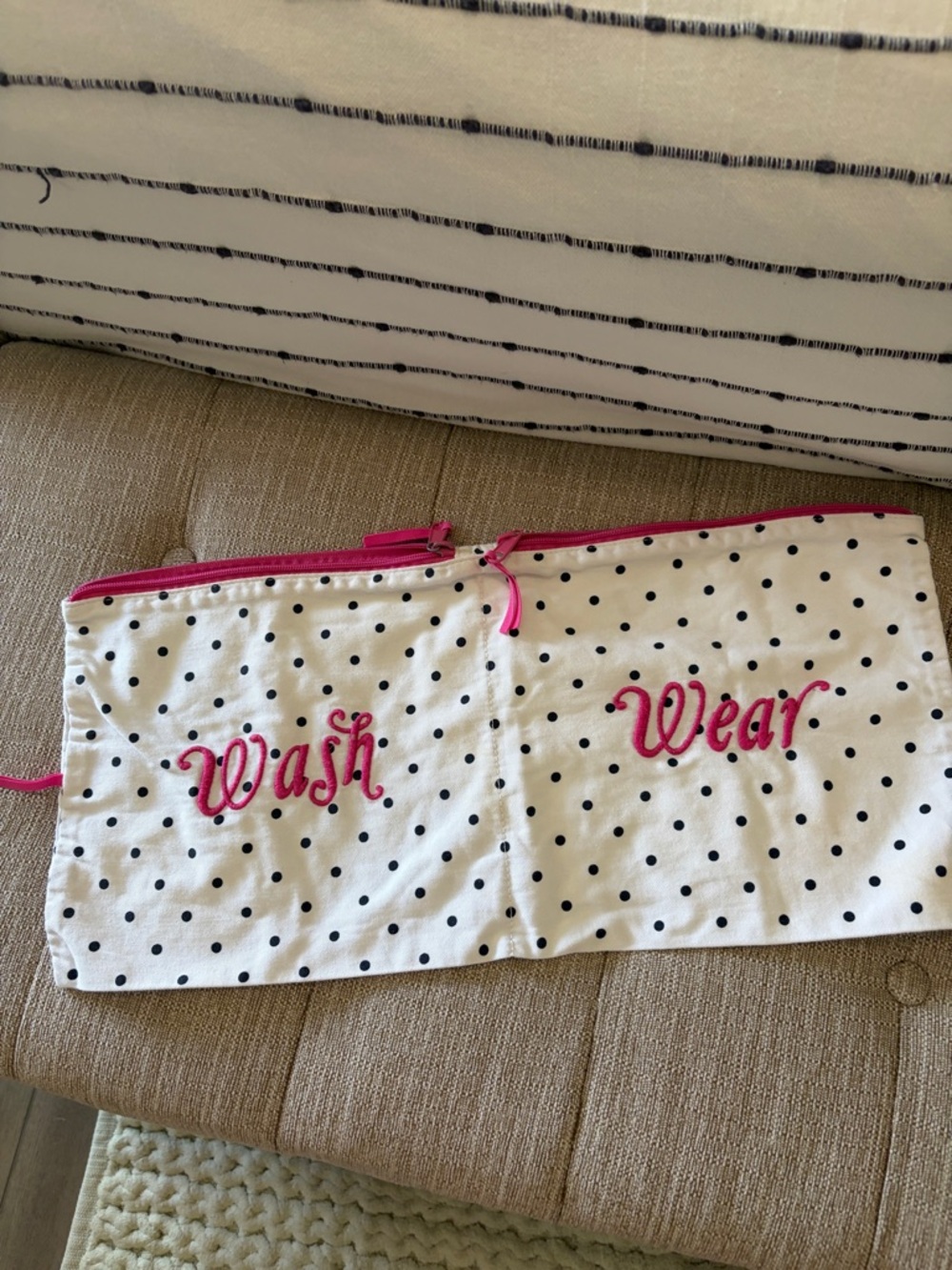 Polka Dot 'Wash' and 'Wear' Travel Laundry Bags - Pink/White